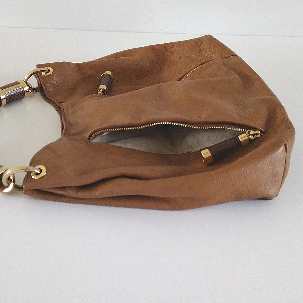 Michael Kors Collection Tonne Leather Python Accents Hobo Bag